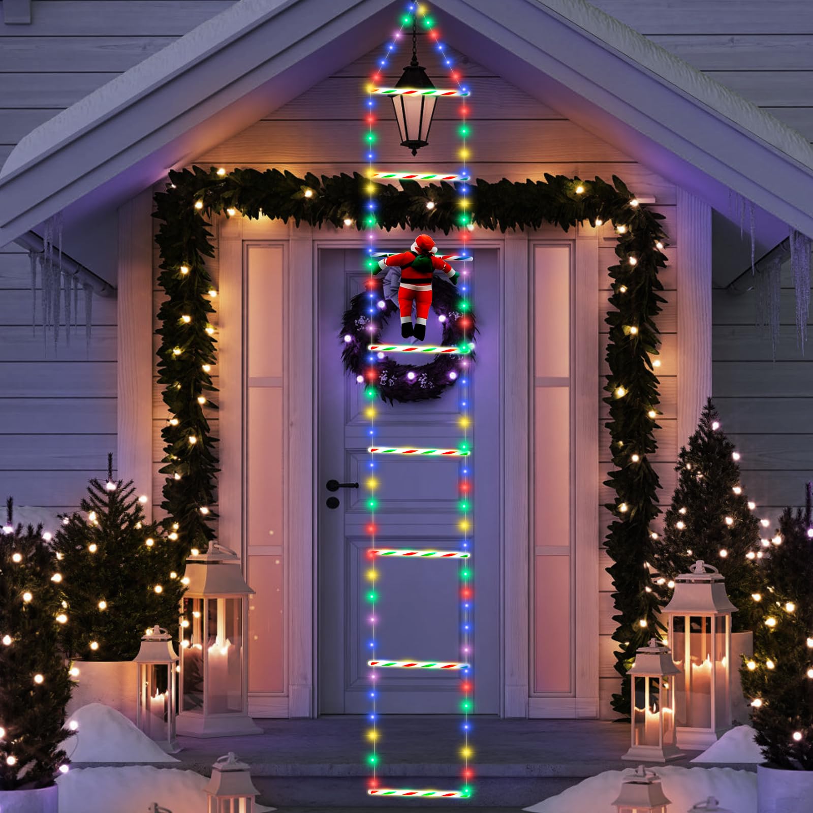 LED Échelle Avec Père Noël, Noël échelle Extérieur Grimpeur