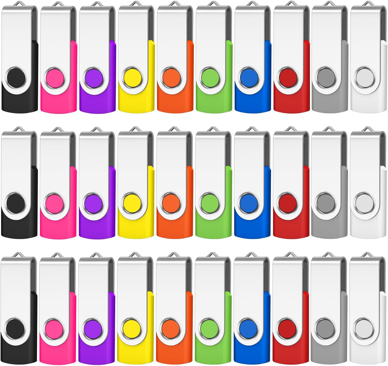 AreTop 16GB Flash Drives 50 Pack, USB 2.0 Swivel Thumb Drives Bulk Pendrive USB Memory Stick Jump Drive USB Drives 16GB 50 Pack Flash Drives Bulk (50 Pack 16GB,Mix Color)