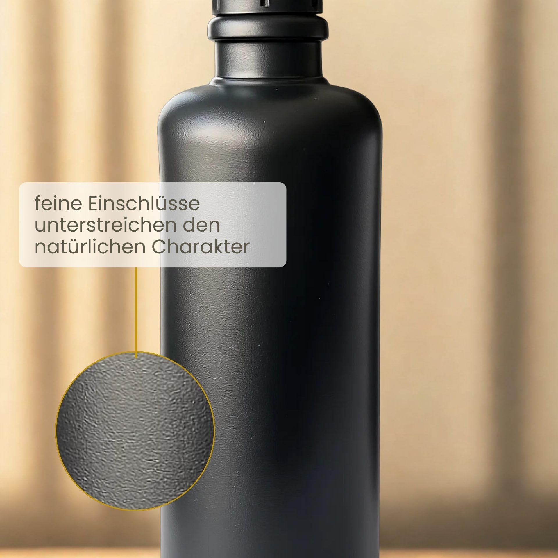 mikken Ölflasche 500 ml Keramik schwarz mit Ausgießer und Etikett Made in Germany