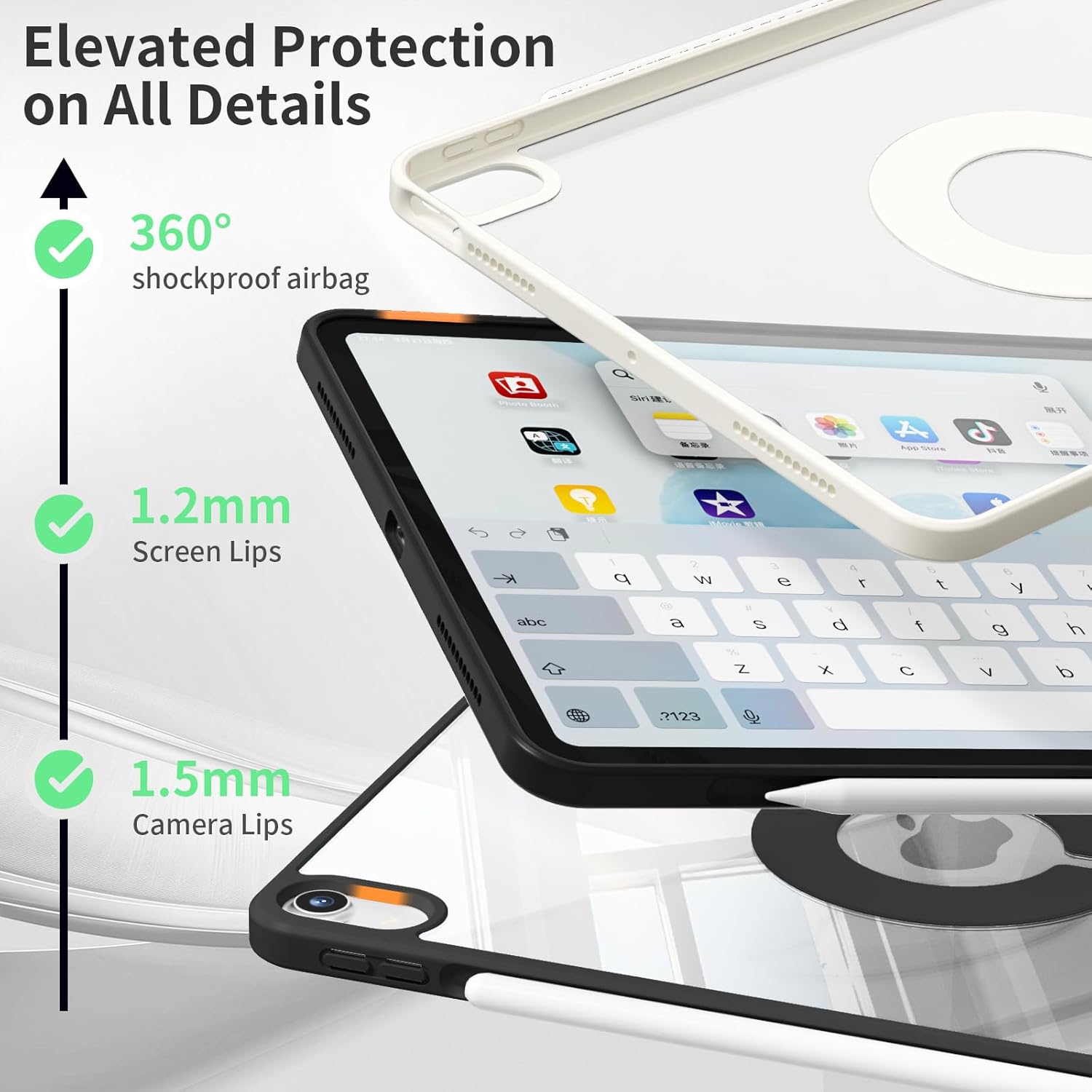 Magnetic Case for IPad Air 11 inch M3/M2(2025/2024),iPad Air 5th/4th Generation(2022/2020) 10.9 inch Clear Back Cover,Soft TPU Frame&Transparent Back,Military Grade Protective Case(Black) - Image 5