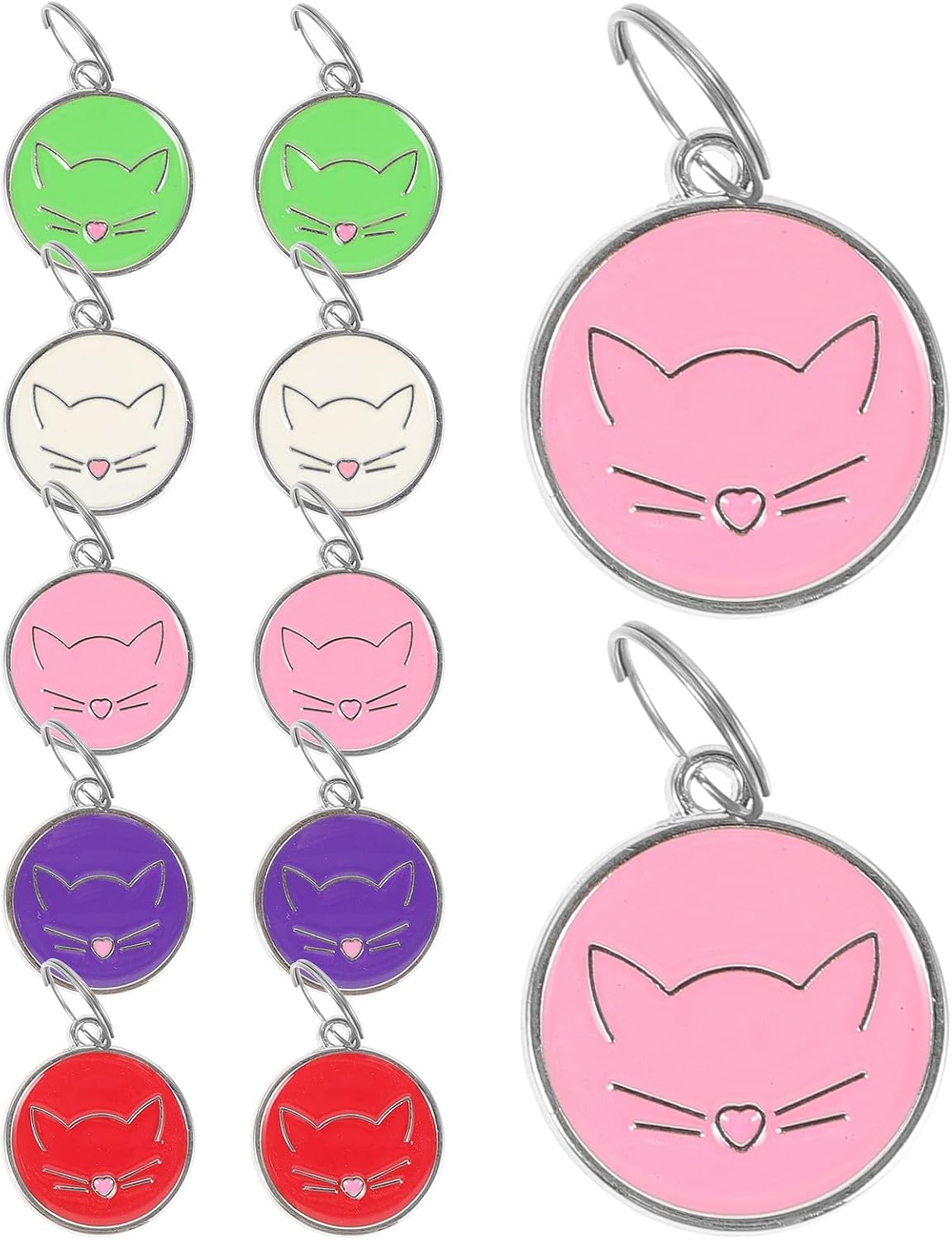 BESTonZON 12pcs Custom Cat Tags Stainless Steel Round Pet Id Tags Engraving Blanks for Collar Puppy Name Kitten for Cats and Dogs Random Color