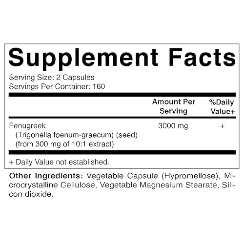 Miniatura 3 de Vitamatic Cápsulas de fenogreco Extra Strength 3000 mg por porción - Trigonella Foenum-Graecum - Píldoras en polvo de semillas de Methi - 320