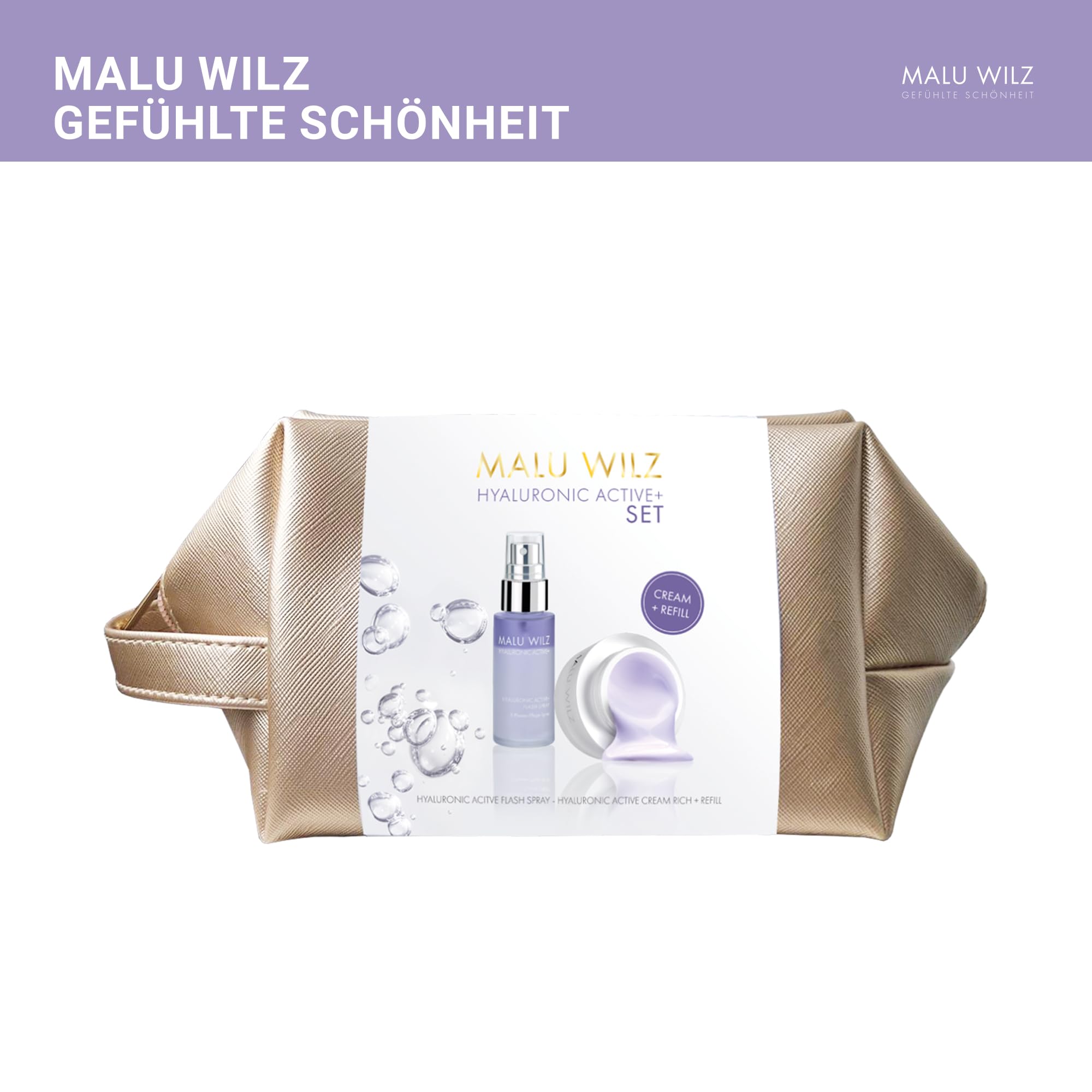 Malu Wilz Hyaluronic Active+ Pflegeset - Beauty Set mit Hyaluronic Active+ Cream Rich, Hyaluronic Active+ Cream Rich Refill und Hyaluronic Active+ Flash Spray