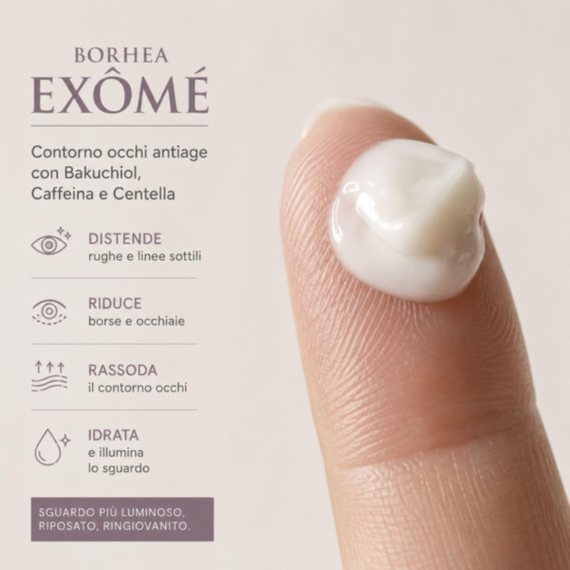 BHOREA Exômé Contorno Occhi Antiage, Esosomi 2% con Bakuchiol e Caffeina