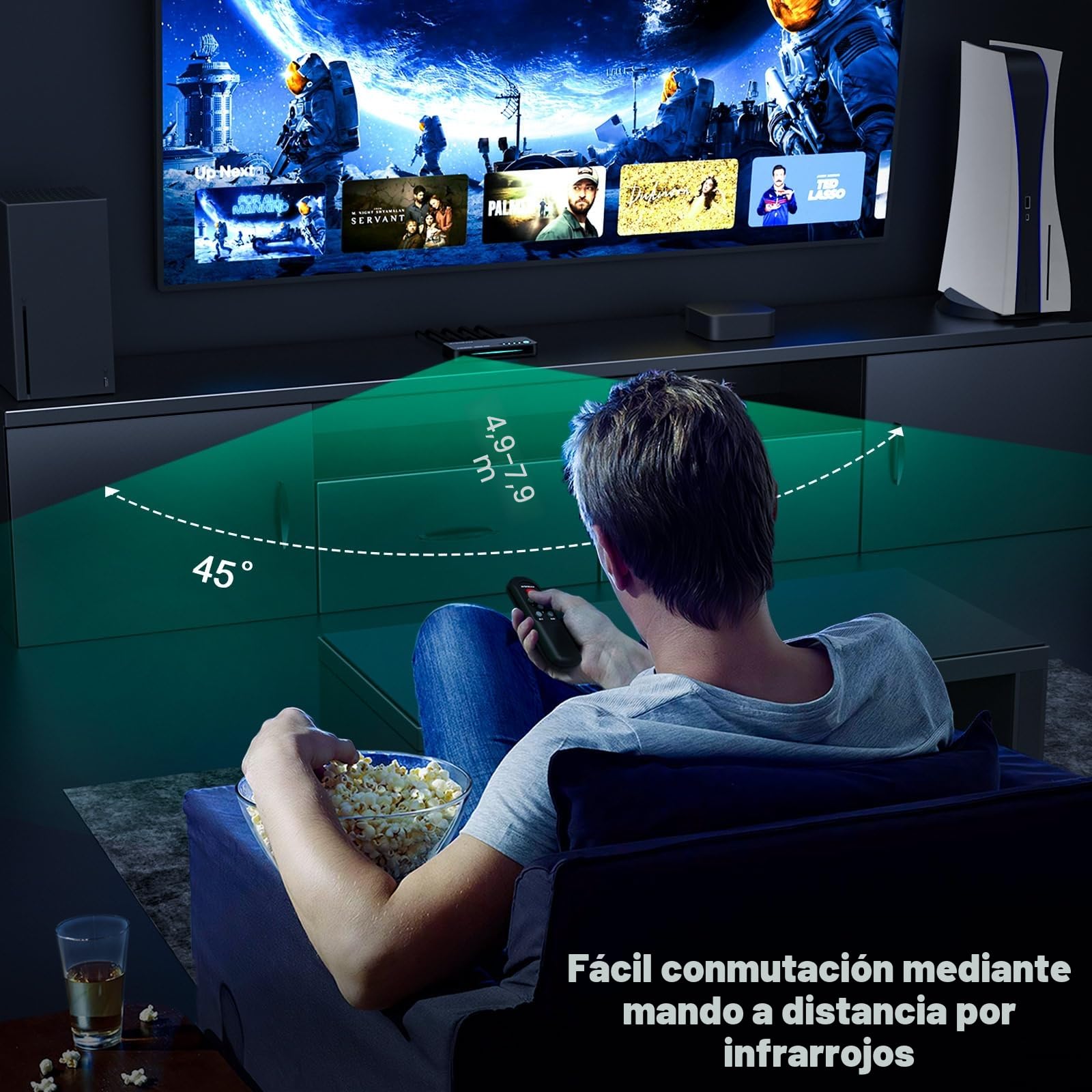 HDMI 2.1 Switch 3x1, AVIDGRAM 8K HDMI Conmutador 3 in 1 out con Control Remoto IR Swicther 4K 120Hz Auto Soporte 8K 48Gbps para Xbox Series X PS4 Pro PS5 UHD TV Monitor Projector