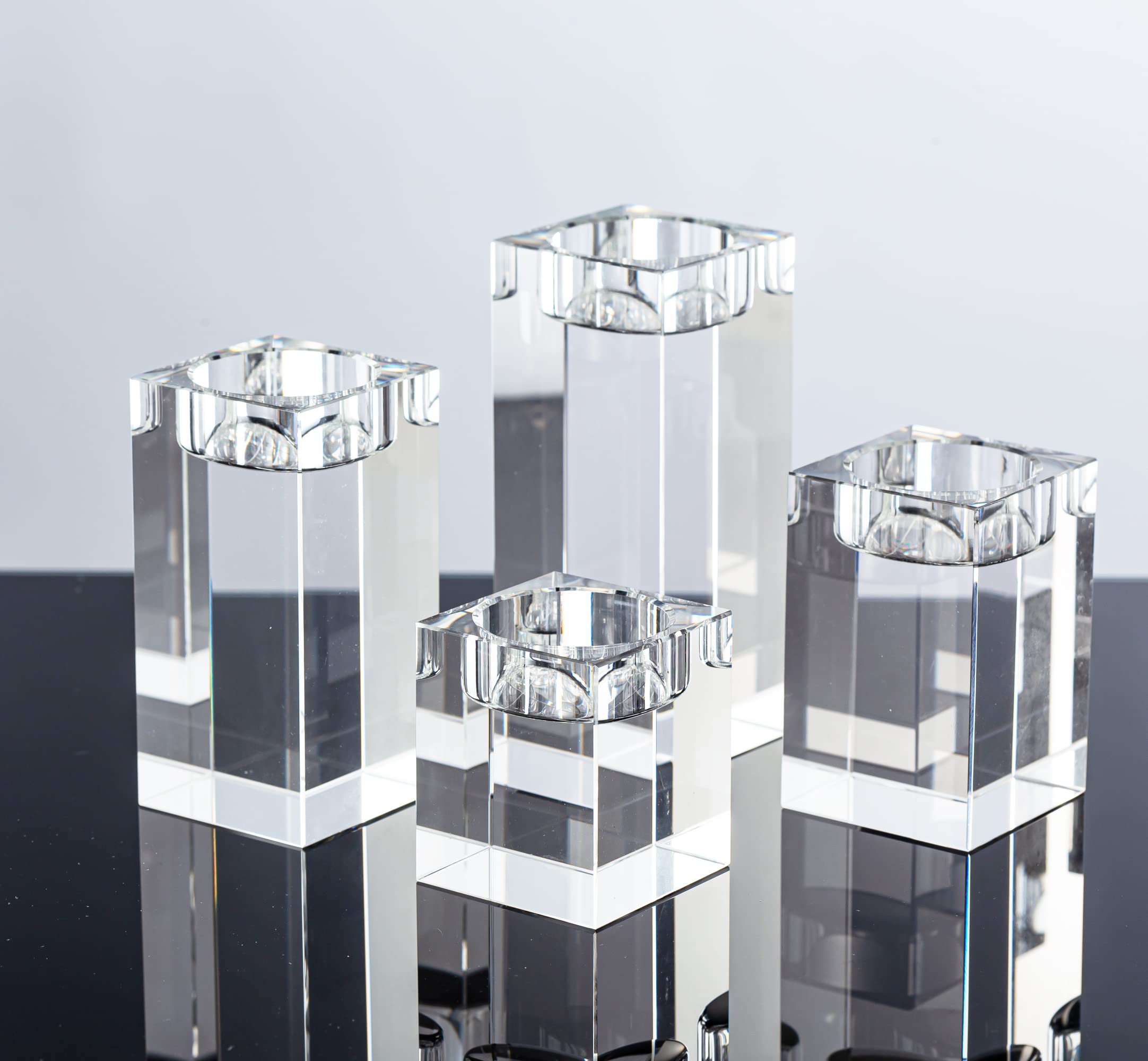 AiFanSTea Light Candle Holders,Tealight Holders Glass (Clear,Set of 4)