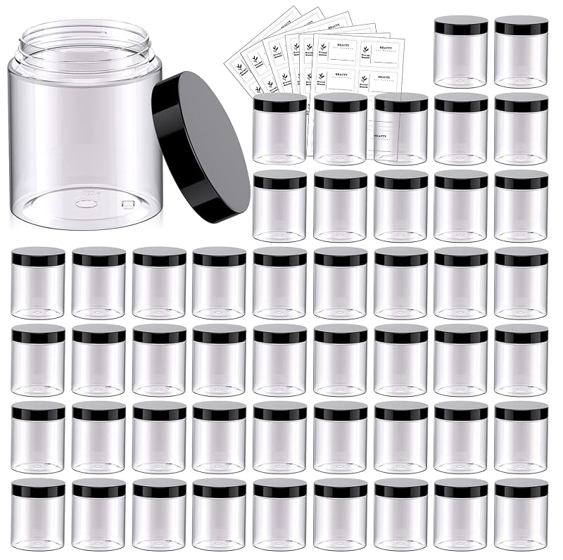 Eternal Moment Frascos Plásticos Transparentes com Tampa, 48 unidades, 240 mL