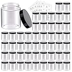 48 Pack 8 OZ Plastic Jars Round Clear Cosmetic Container Jars with Lids, Eternal Moment Plastic Slime Jars for Lotion, Cream, Ointments, Makeup, Eye shadow, Rhinestone, Samples, Pot, Travel Storage