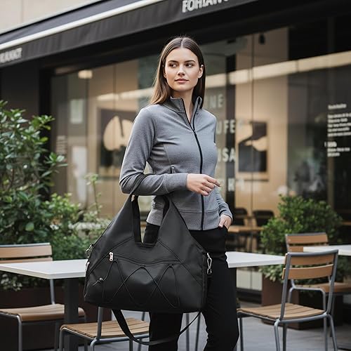 Miniatura 3 de Forestfish Bolsa de gimnasio para mujer con soporte para esterilla de yoga y compartimento para zapatos, bolsillo de almacenamiento húmedo y seco y