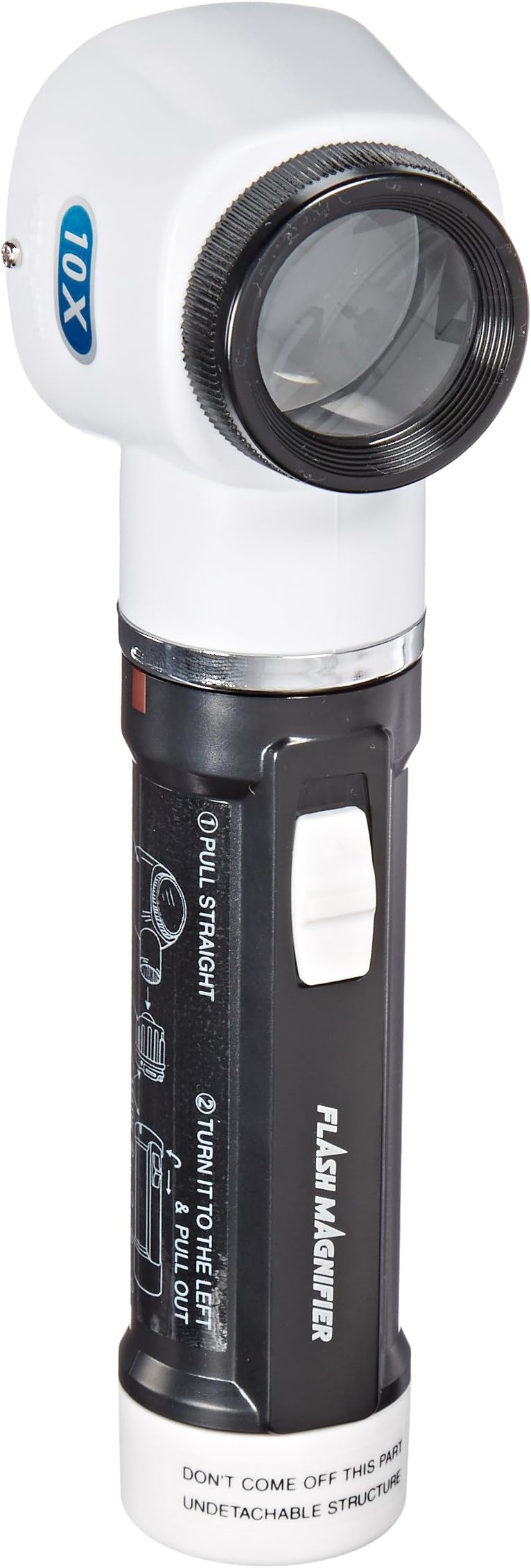 Donegan Optical V980-10 Flashlight Magnifier with Measurement Scale Lens, 10x Magnification, 30mm Lens Diameter