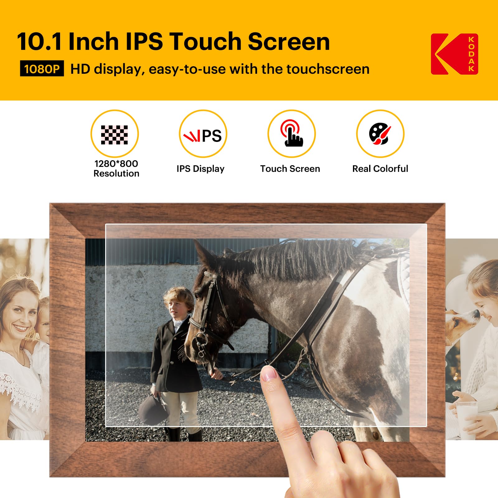 Kodak Digitaler Bilderrahmen WLAN 10.1 Zoll HD IPS-Touchscreen 32 GB Speicher
