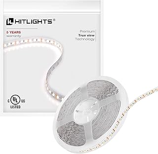 HitLights Cool White LED Strip Lights, UL-Listed Premium High Density 2835, 24.6 Feet, 900 LEDs, 5000K, 72W, CRI 91.5, 12V DC LED Tape Lights