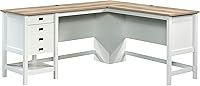 Sauder Cottage Road L-Shaped Home Office Desk with Drawers, File Storage, Shelf & Cable Management - Soft White Finish