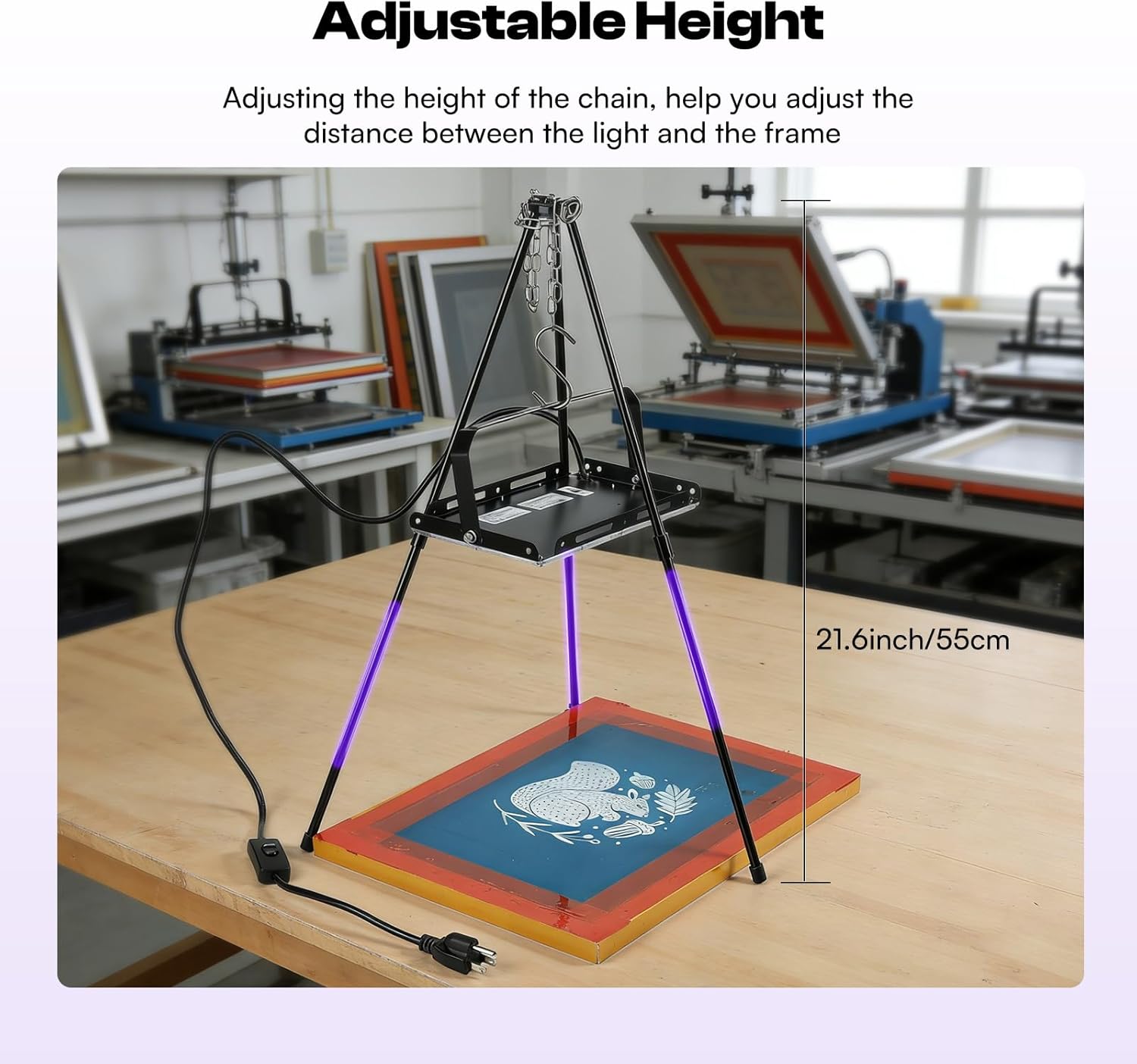 Caydo 50W LED Exposure Unit for Screen Printing, UV Screen Printing Curing Lamp with Light Stand, UV Light for Resin Curing and Cyanotypes
