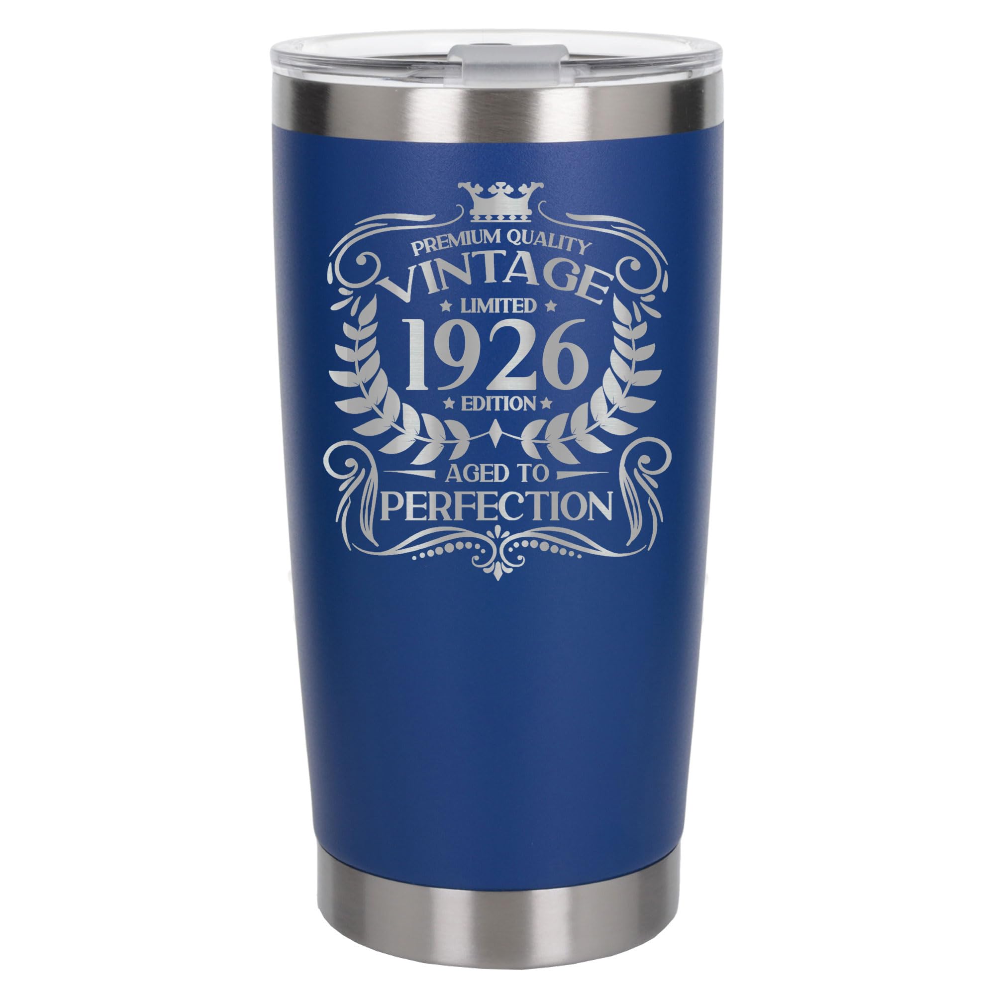 Always Looking Good 100th Birthday Gift Vintage 1926 Aged to Perfection Engraved Insulated Travel Mug Present for 100 Year Old Dark Blue Thermal Coffee Flask Travel Mugs with Lids