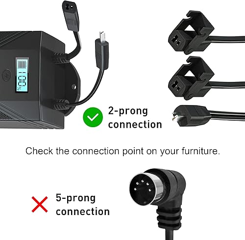 Miniatura 2 de sevkumz Paquete de batería recargable de 2 pines para muebles reclinables, sillón reclinable eléctrico, sofá elevador eléctrico, respaldo de