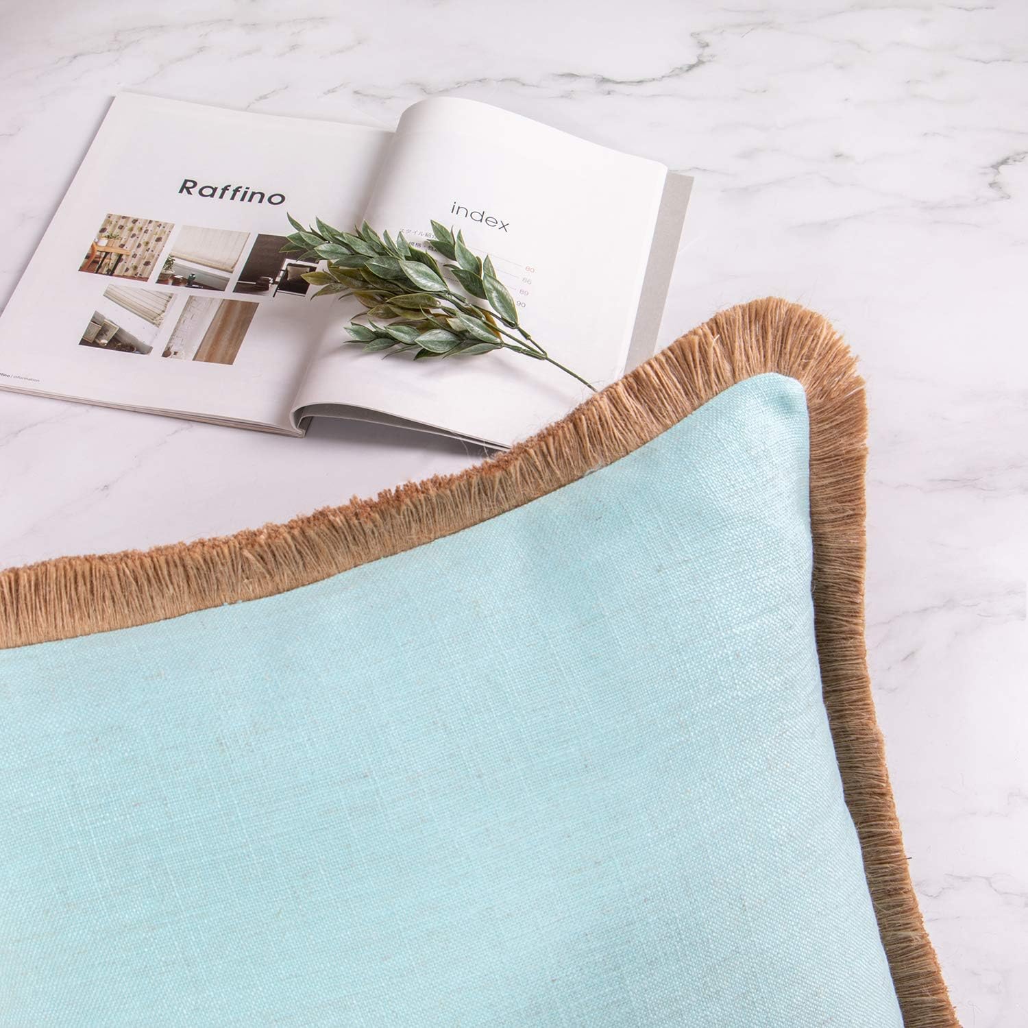 Phantoscope 18 x 18 Throw Pillow Inserts with 100% Cotton Cover Pack of 2 Pack of 2 Farmhouse Decorative Throw Pillow Covers Solid Linen Tassel Trimmed 18 * 18 inches