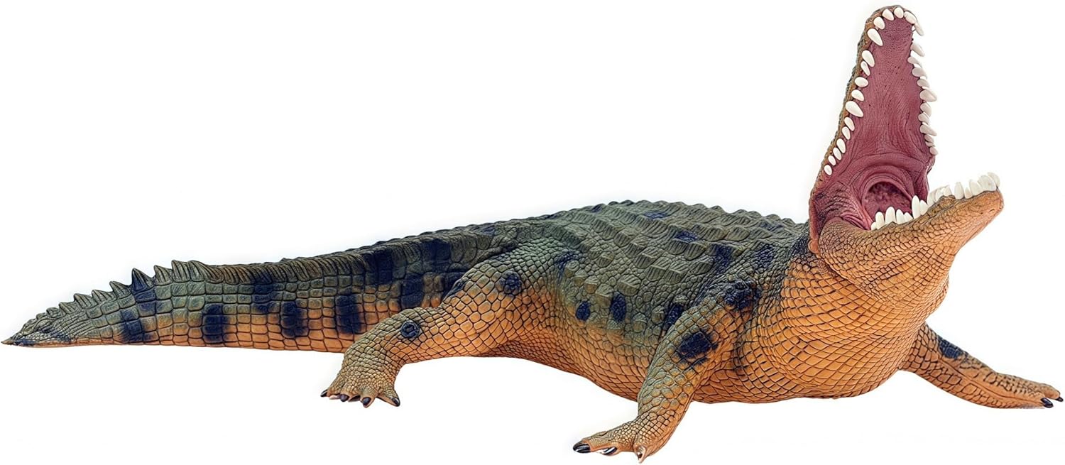 Gemini&Genius Upward Crocodile Animal Action Figure Toys for Kids with Moveable Jaw and 12 Inches Length - Green Alligator Toy