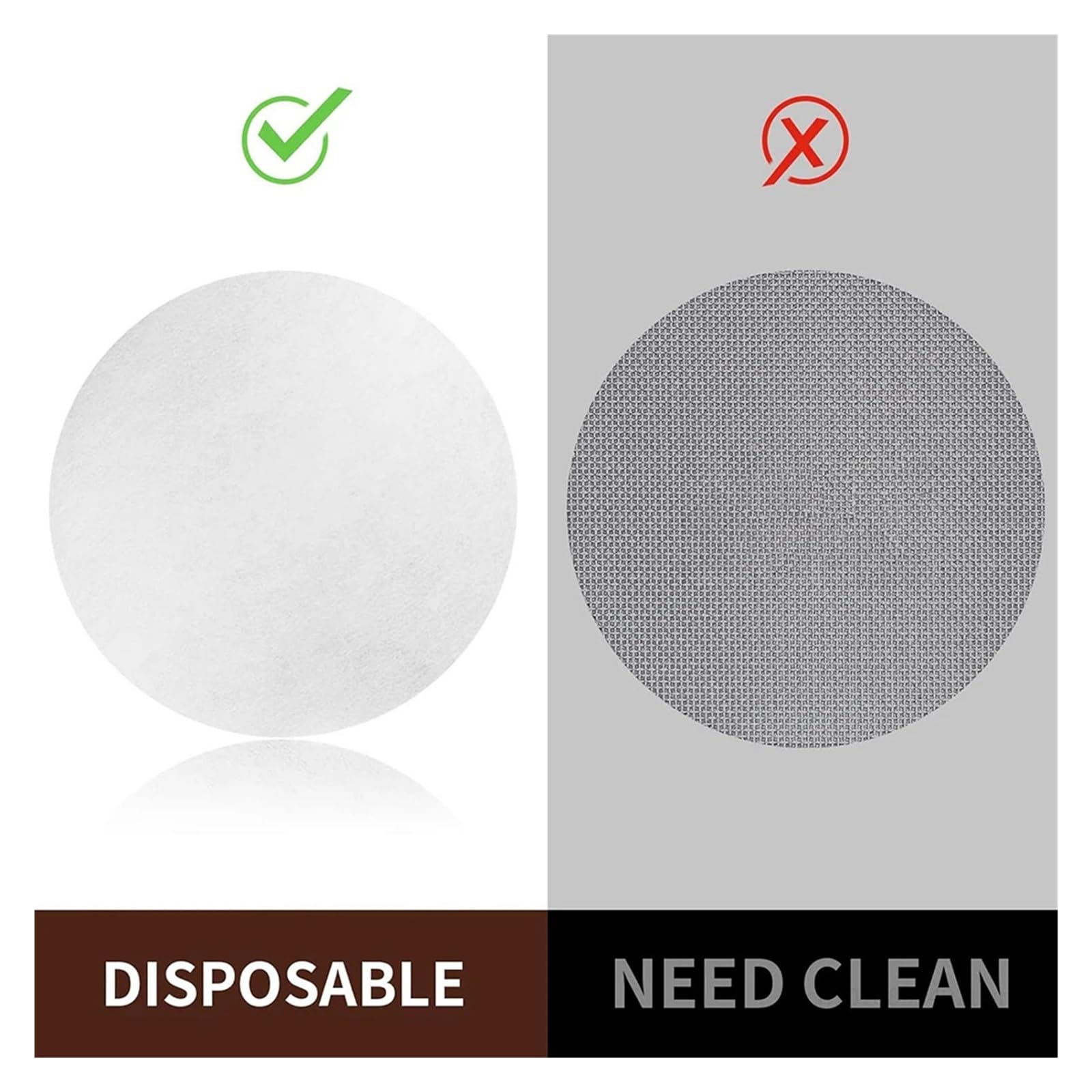 Papel de filtro de café de 51mm, papel for cafetera Espresso, goteador de filtros de café, filtro de papel for olla Moka (100/200/500pc)(64mm,500Pcs)