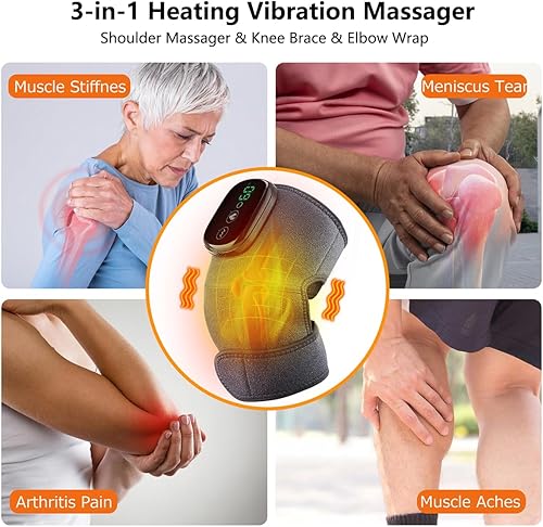 Miniatura 2 de Masajeador de rodilla calentado, masajeador de rodilla 3 en 1 con calor y vibración, almohadillas térmicas de rodilla de masaje eléctrico