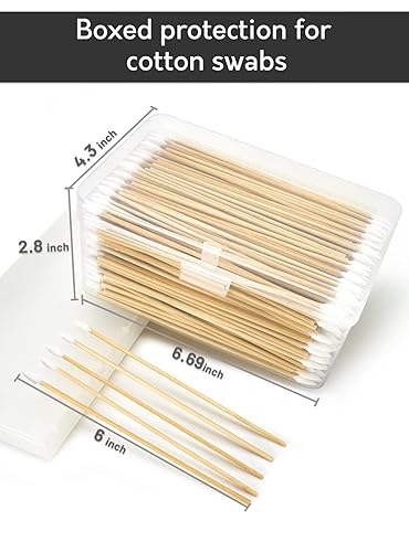 Miniatura 6 de 500 PCS Hisopos de Limpieza de Pistola de Precisión de 6 Pulgadas con Estuche de Almacenamiento - Hisopos Largos de Algodón con Mango de Bambú Sin