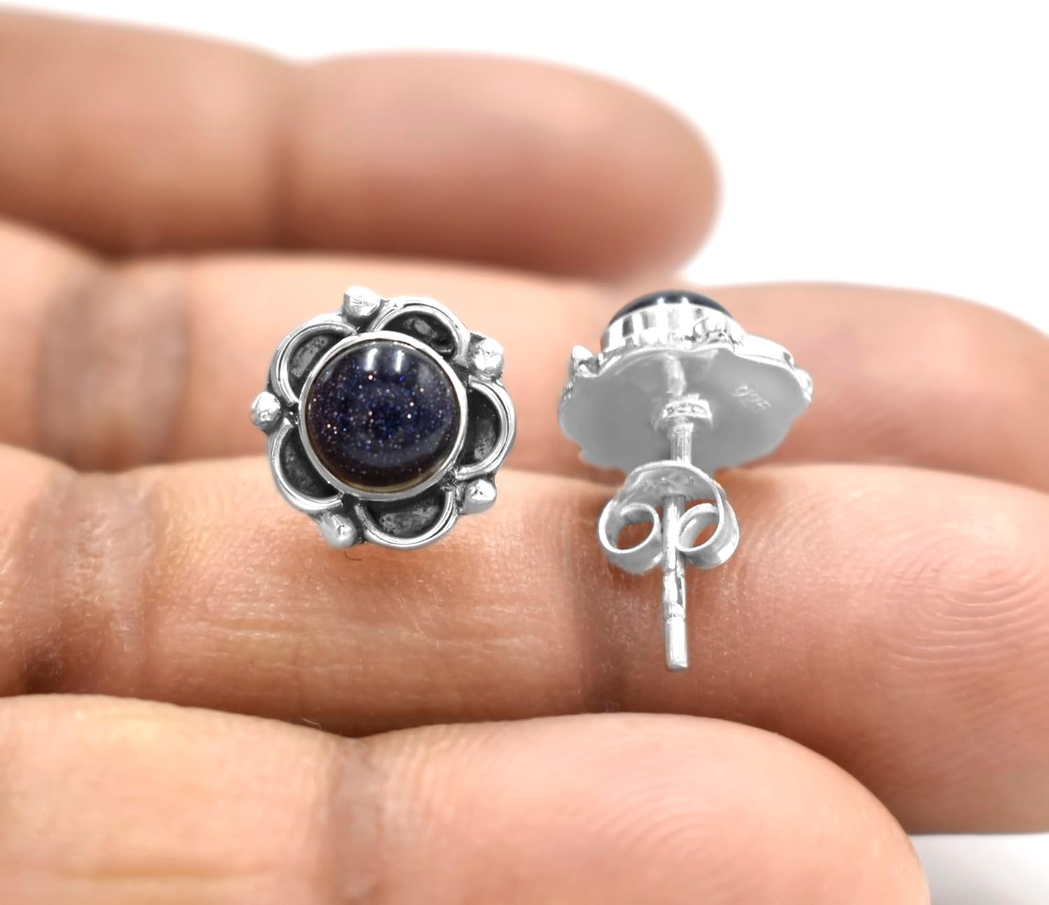 925 Sterling Silver Stud Earrings Jewelry for Women Trendy Western Antiqued Sterling Silver Handmade Birthstone Earring Jewelry Best Gift for Women Her - Image 6