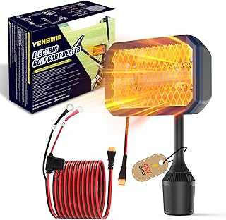 Electric Golf Cart Heater with Mid-Cable Quick-Disconnect, 400W Safe & Fast Silent Carbon Fiber Heating, Heater with 360° Rotatable Head, Compatible with Club Car/Yamaha/EZGO, Golf Cart Accessories
