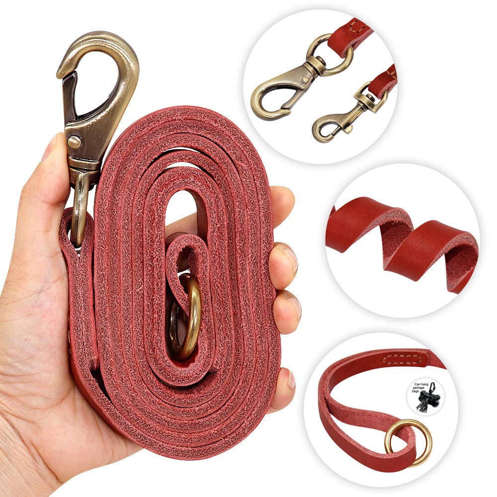 Juego de Correa de Cuero para Perro Personalizado, Correa Personalizada para Collar de Mascota, Placa de identificación grabada para Perros medianos Grandes-Brown_Set_L