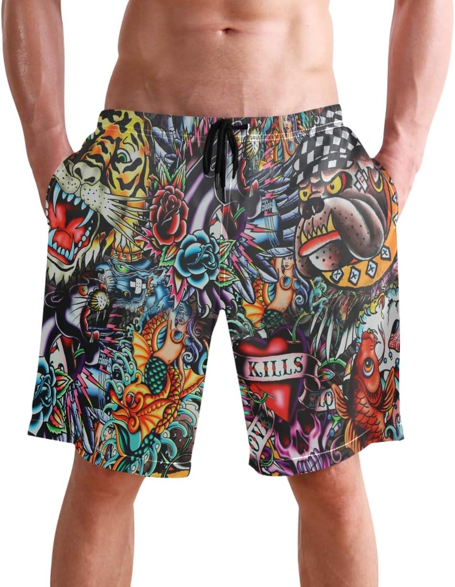 visesunny Stylish Mens Swim Trunks Quick Dry Beachwear Sports Swim Board Shorts Holiday Party Bathing Suits