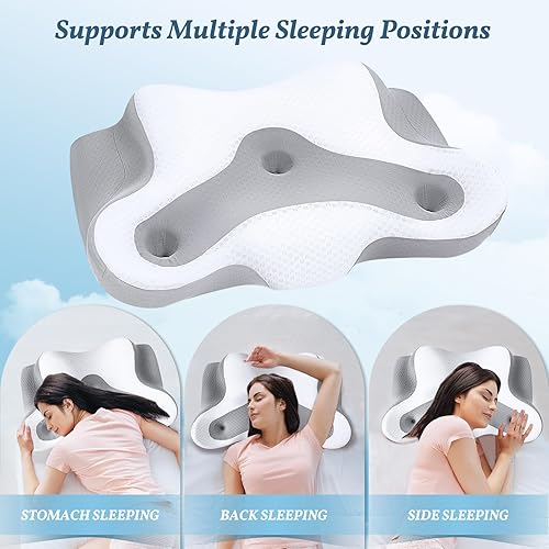 Miniatura 5 de SAHEYER Almohada cervical para el cuello, almohada para aliviar la presión de los oídos, almohadas de espuma viscoelástica para aliviar el dolor de