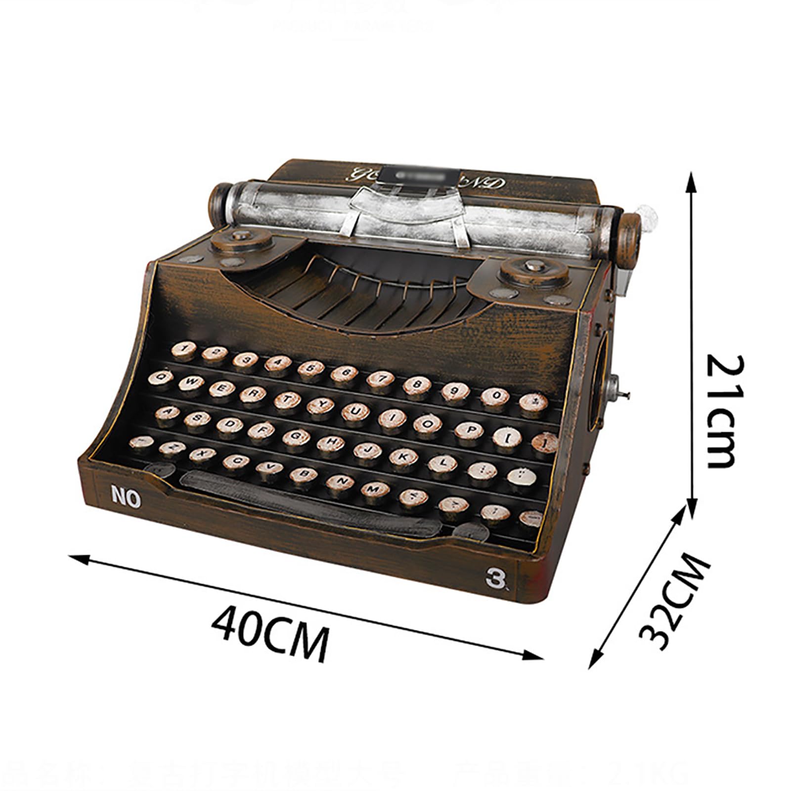 Modello Decorativo Di Macchina Da Scrivere Vintage In Ferro - Statuetta Retrò Per Ufficio, Studio O Casa