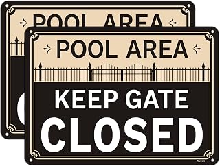 Pool Area Keep Gate Closed Sign 10x14 Inches Pool Sign Keep Gate Closed Sign Pool Gate Sign Rust Free Aluminum, Weatherproof, Easy to Install, 2 Pack