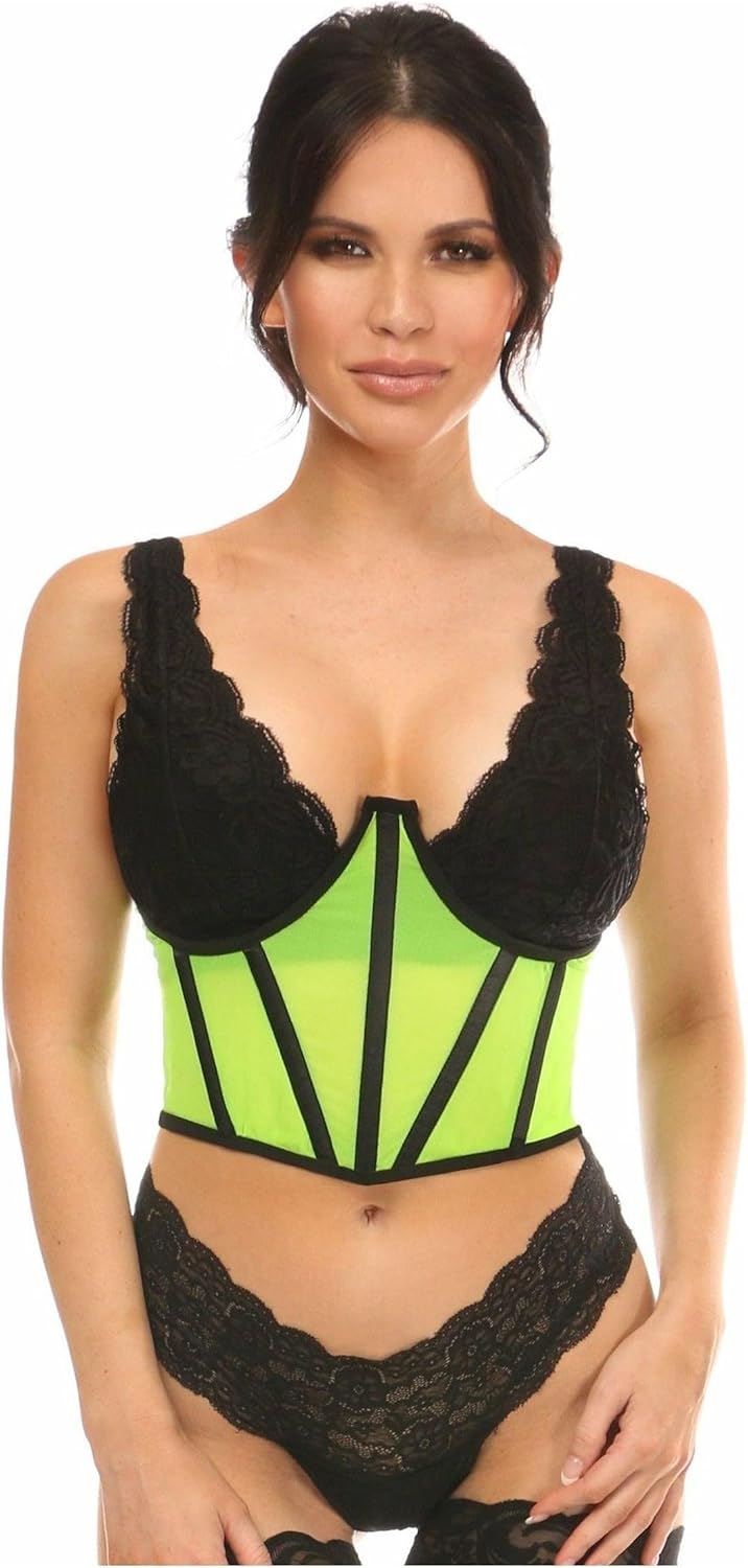 Daisy Corsets レディース ネオングリーン メッシュ オープンカップ ウエストニッチャー, ネオングリーン, 6X