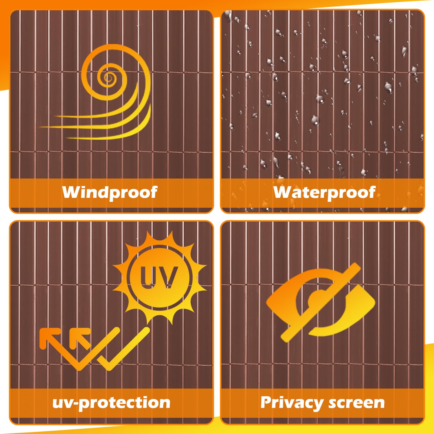 Canniccio In PVC Per Privacy 140x400 Cm - Rinforzato, Anti-UV Per Balconi E Giardini, Stile Bambù - Foto 11