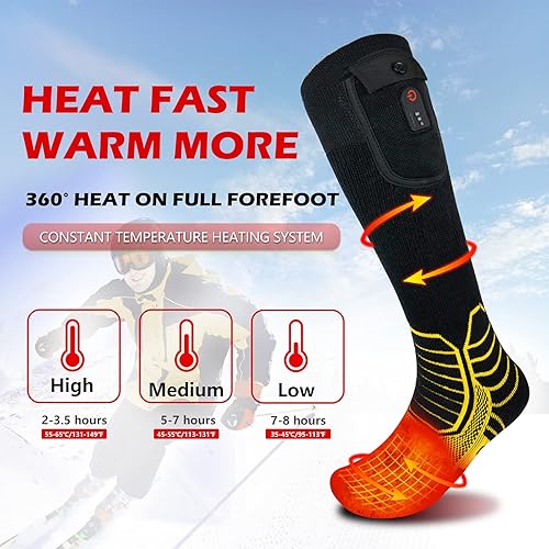 Miniatura 2 de Dr.Warm Calcetines térmicos inalámbricos, control remoto, 2600 mAh, 7.4 V, batería recargable, calcetines térmicos de esquí para el frío invierno,