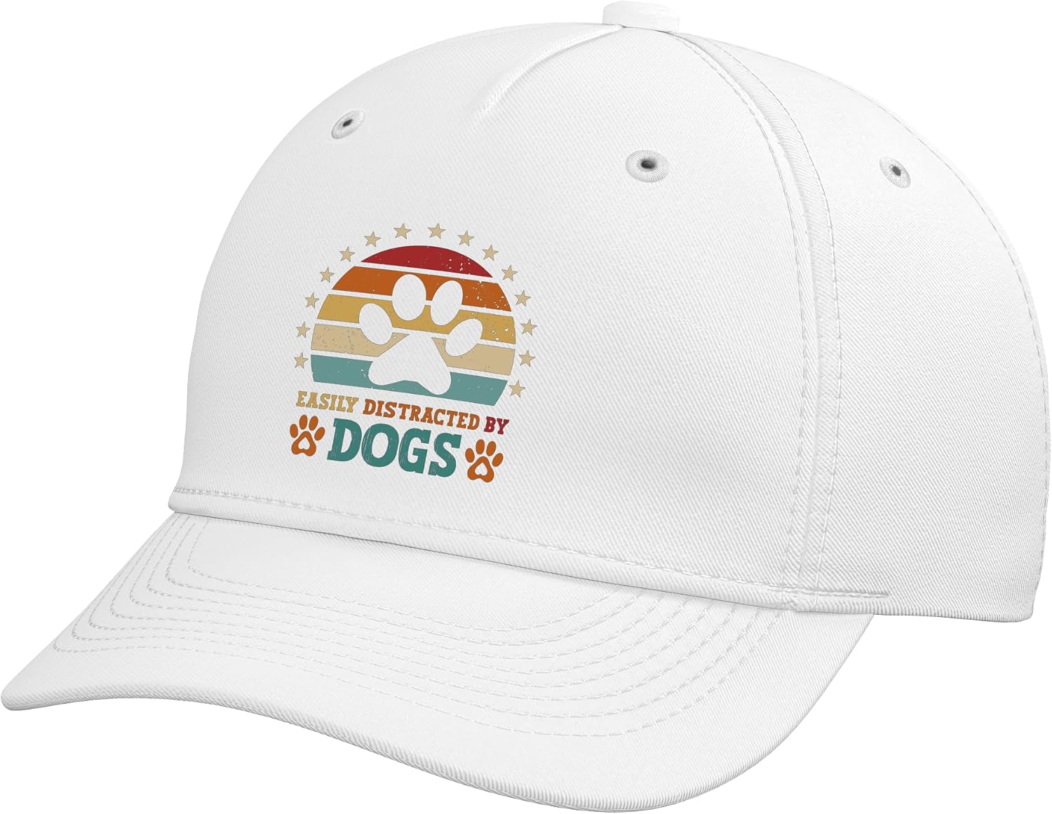 Easily Distracted By Dogs Funny Dog Lover Quote Adjustable Baseball Hat