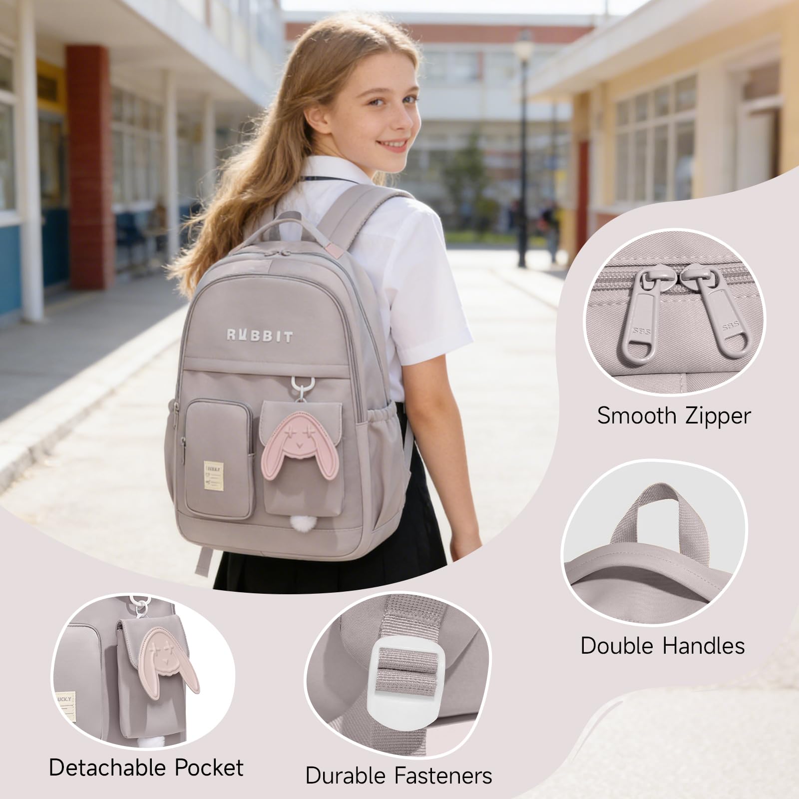 Amythe Sac à Dos Fille Collège, Cartable Adolescent Scolaire Imperméable Durable avec Multiples Compartiments, Sac Ecole Lycée Fille Grande Capacité pour 10 à 18 ans, Violet