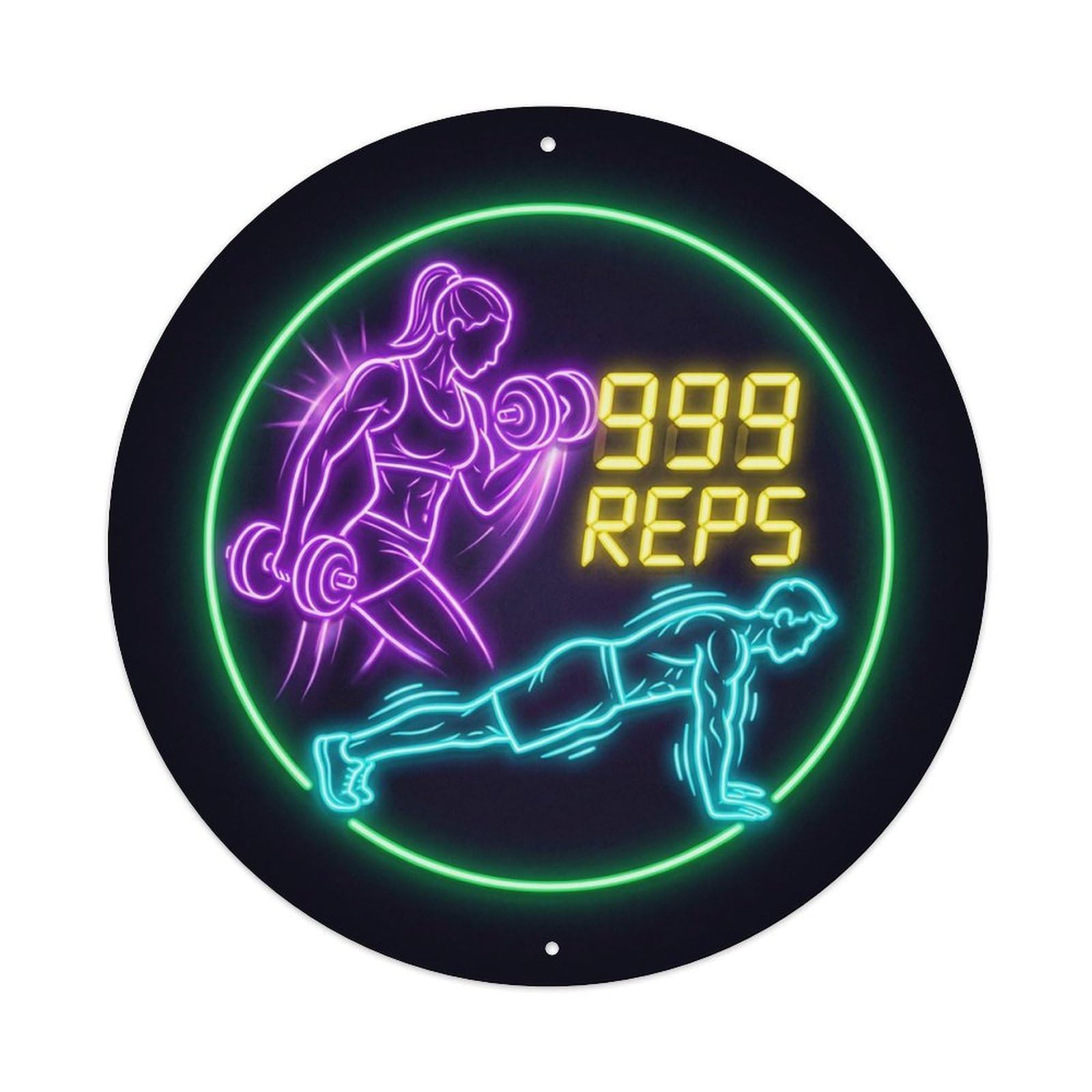 Vintage Faux Neon Gym Retro Bodybuilding AMRAP Metal Tin Sign