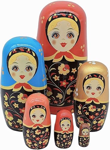 Miniatura 9 de Konrisa Muñecos anidables de Papá Noel enano Matryoshka - Muñecos de madera rusa para fiestas de cumpleaños, juego de 5