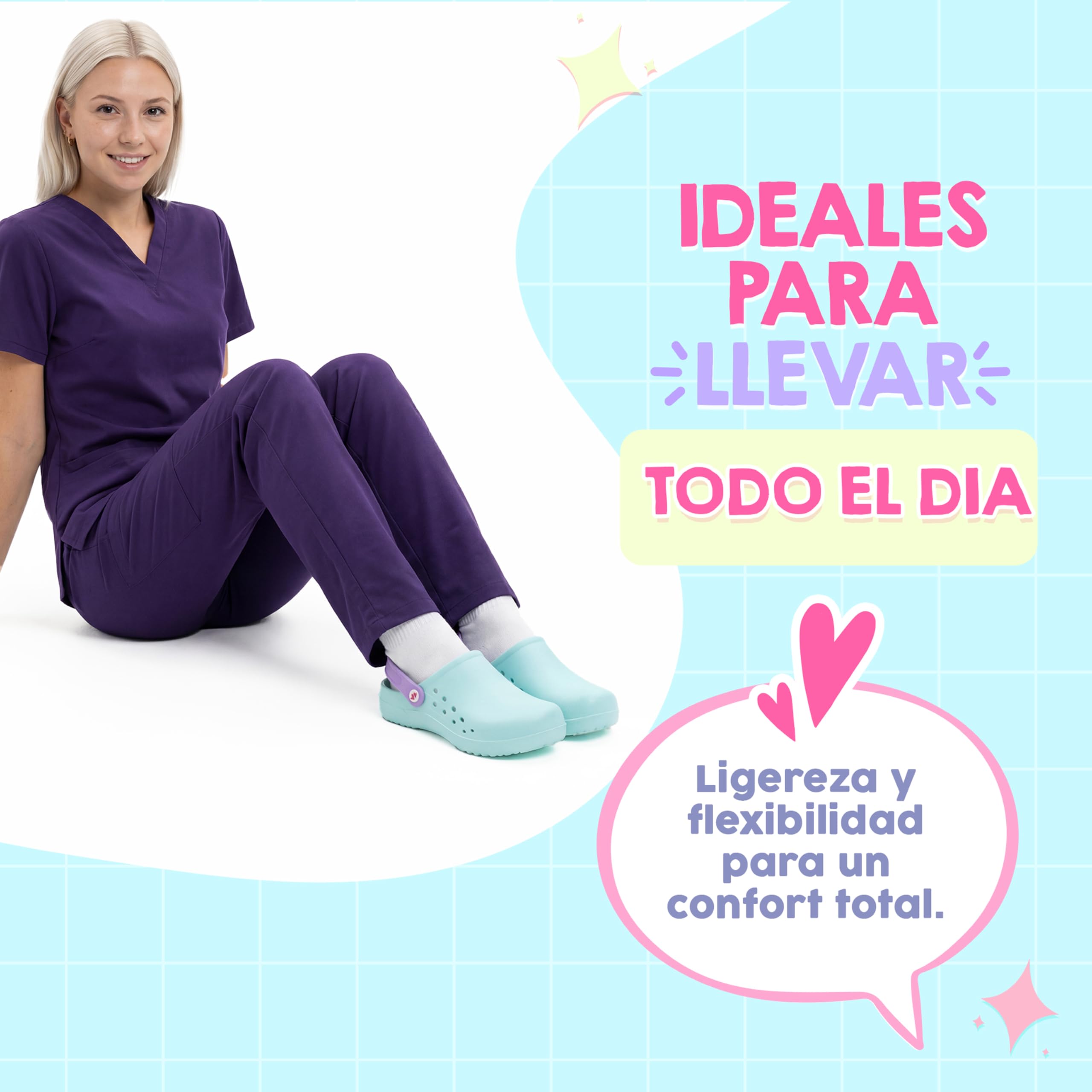 Nurse is Love Zuecos Mujer - Zuecos EVA Ligeros, Calzado Casual de Moda | Regalo Original para Ella | Diseño Divertido - Base