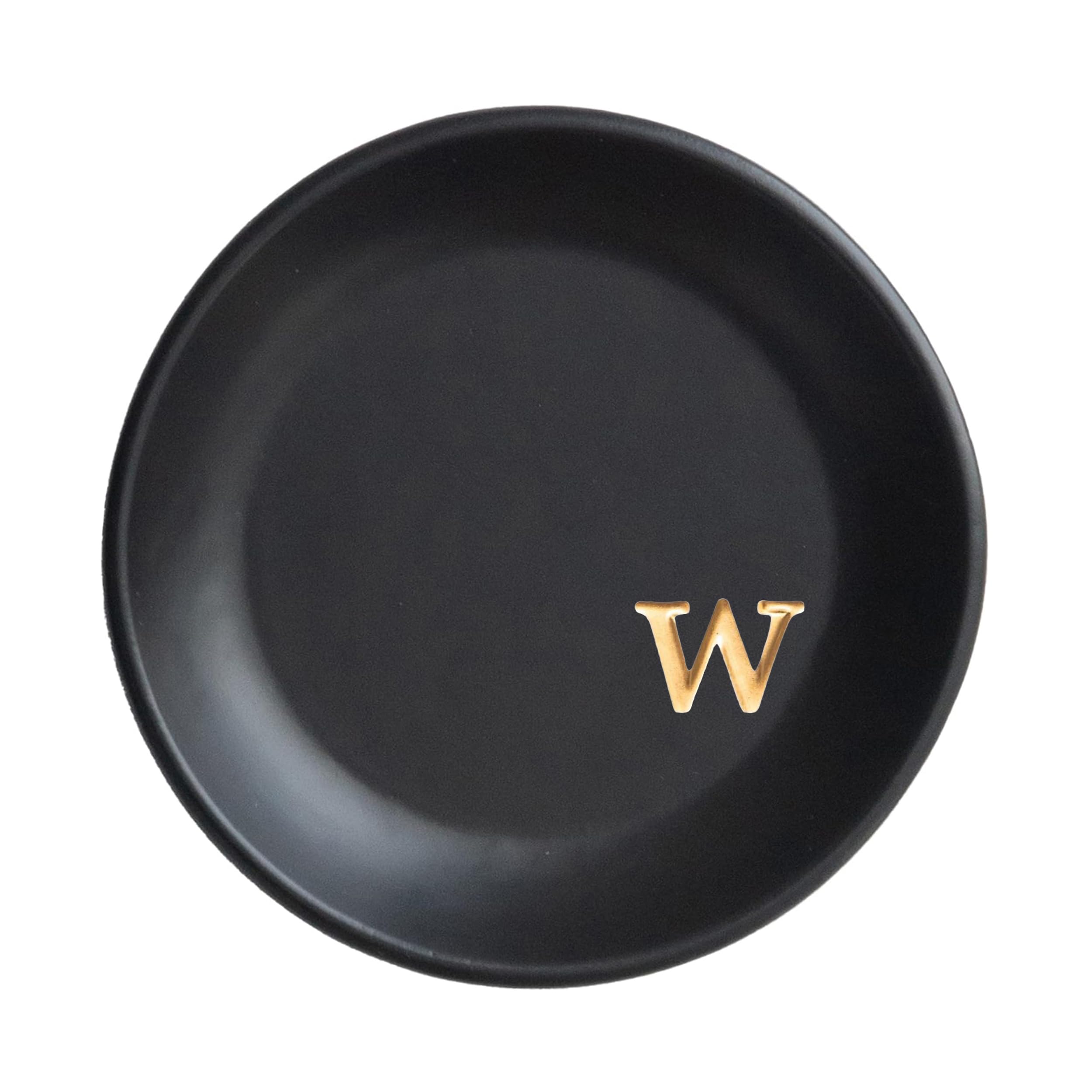 Photo 1 of COLLECTIVE HOME - Ceramic Jewelry Tray, Decorative Trinket Dish for Rings Earrings Necklaces Bracelet Watch Keys, Birthday Mother's Day Christmas Gift for Women, 4.75", Black Surface (w)