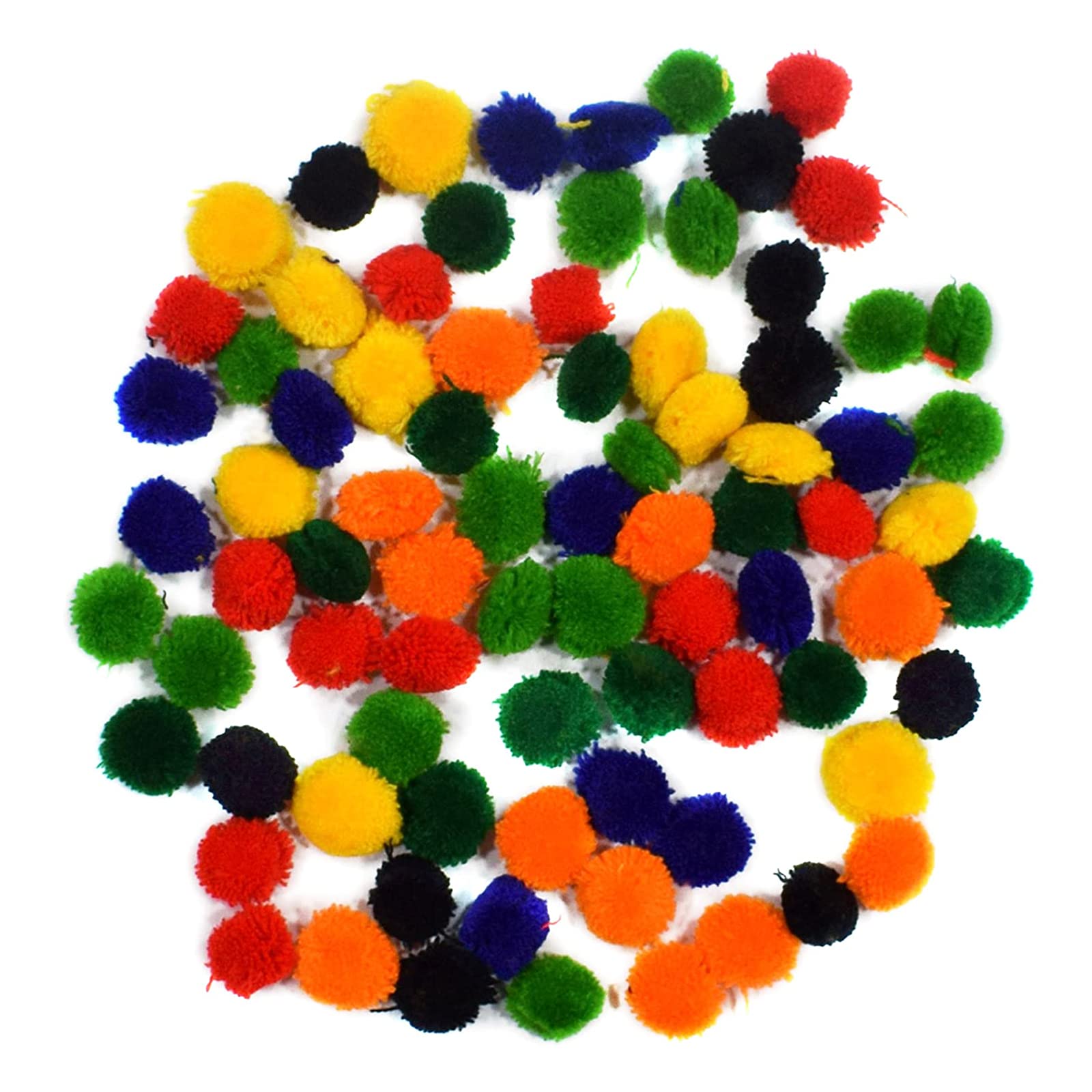 Asian Hobby Crafts Wool Yarn Pom-Poms : Size - 1.5 to 2cm Approx : Pack of 100 pcs Approx : Color – Nautanki