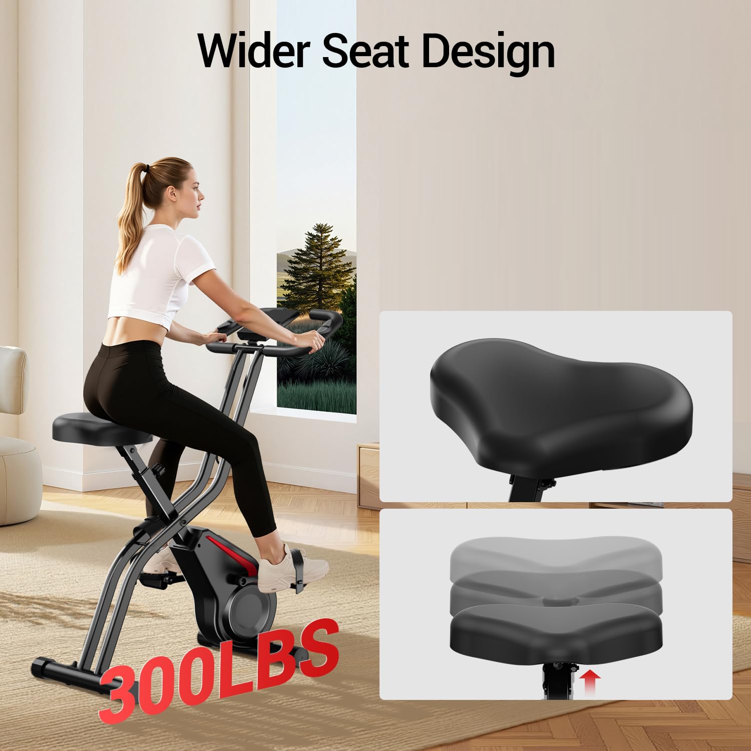 UMAY Rower treningowy składany, 5 w 1 Profesjonalny rower spinningowy z 16 poziomami oporu magnetycznego, Rower treningowy składany do domu z wygodnym siedzeniem, Maks. 136 kg