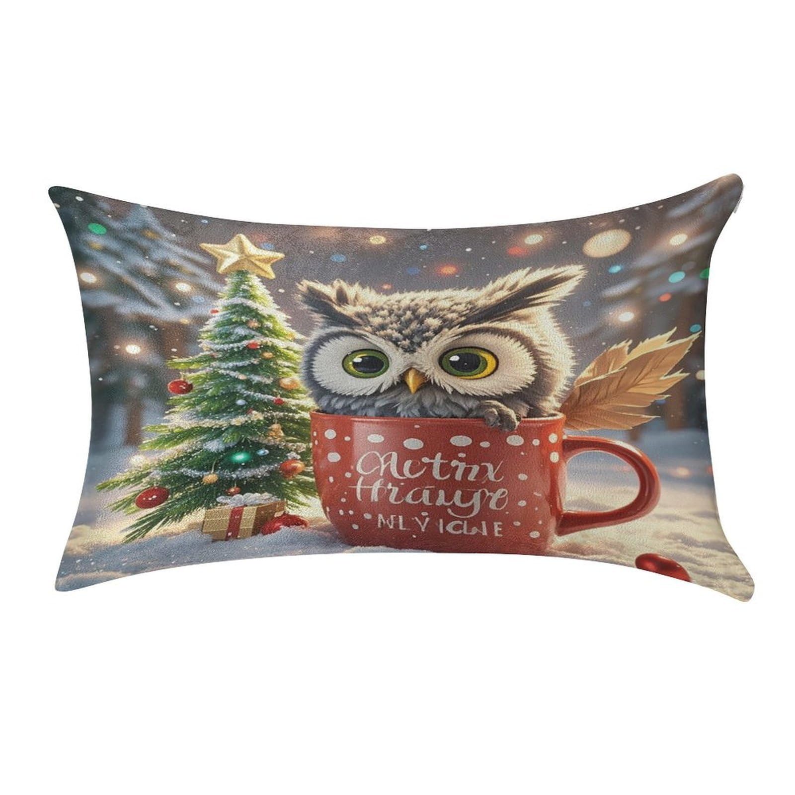 FekiLoot Owl Cup Pillow Cover Modern Lumbar Pillow Covers Easy Care Velvet Pillowcase Super Soft Cushion Case Rectangular Throw Pillow Cover for Couch Sofa Bedroom Car Decor