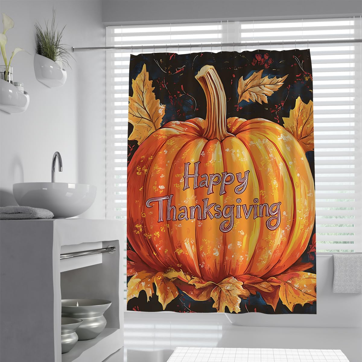 Cortina de Ducha Acción Gracias Calabaza Otoño Deko 120x200cm