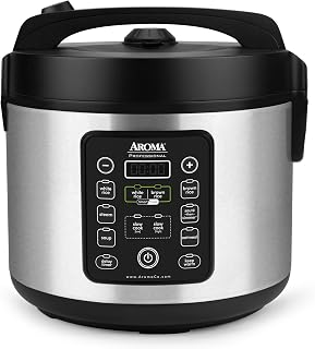 Aroma ARC-1120SBL SmartCarb Rice Cooker Multicooker - 20-Cup Low-Carb Stainless Steel Steamer Slow Cooker Black