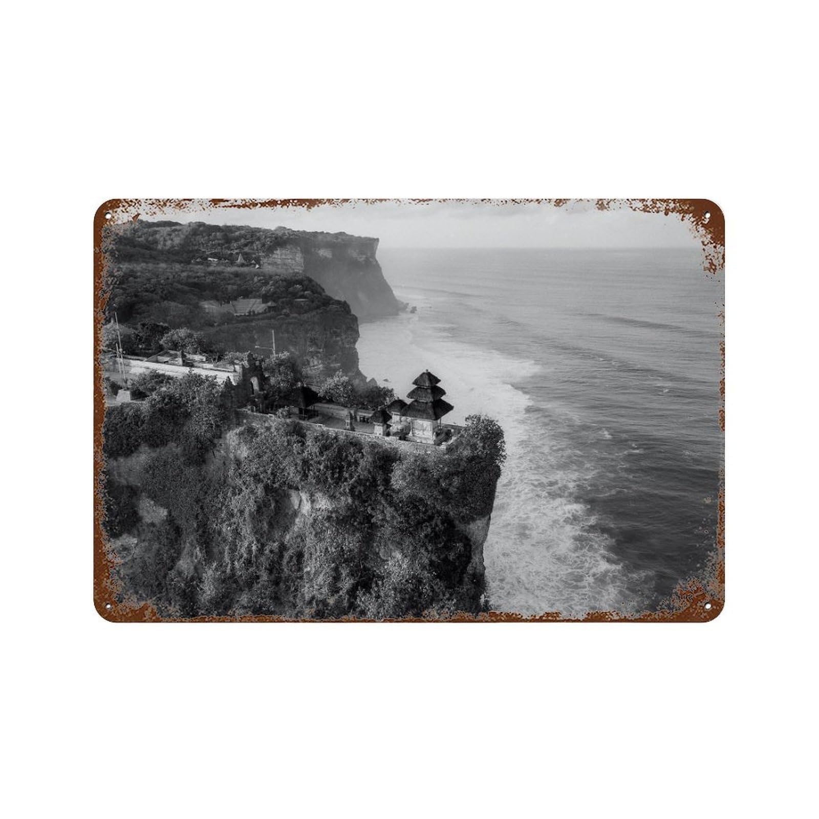 xiaoxiaoshen Black And White Bali Photo Decor Indonesia Asia Wall Decor Art Metal Tin Poster Modern Home Decor Art Home Bar Shop Decorations Vintage Sign 20x30cm