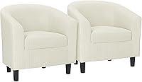 Vista 1 de Yaheetech Juego de 2 sillas tipo barril de pana, tapizadas, sillones redondos, sillas de espera con cojín suave para sala de estar, dormitorio, sala