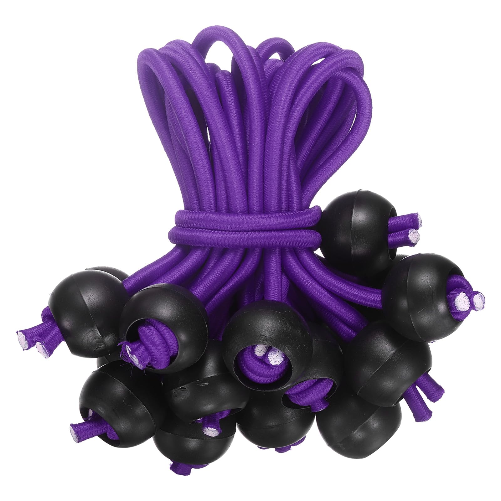 Cordones elásticos de 4 pulgadas con bolas moradas y negras, 20 unidades
