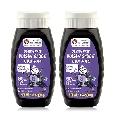 Gluten Free Hoisin Sauce, Exclusive Formula, The Soul of Asian Flavors, 25% Less Soidium, No Preservatives, Tips for Simmered, Marinade, Stir-Fry, Soups, Pizza, 13.5oz (Pack of 2)- Sauce Grandmaster
